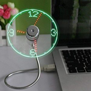 ONXE USB LED Clock Fan with Real Time Display Function,USB Clock Fans,Silver,1 Year Warranty